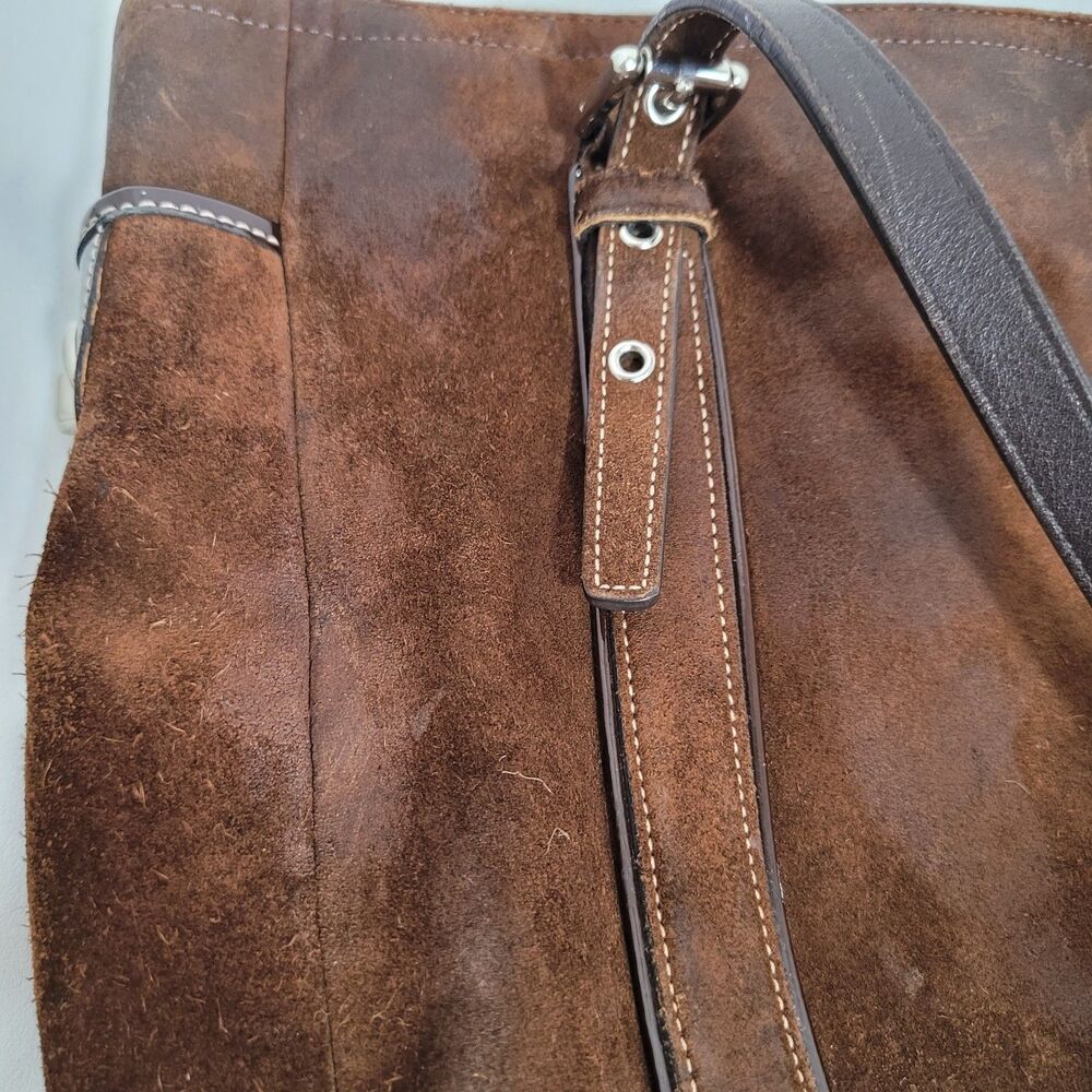 Coach Leatherware Brown Suede Leather Large Tote Bag Vintage Y2K *Flaw - Picture 12 of 16